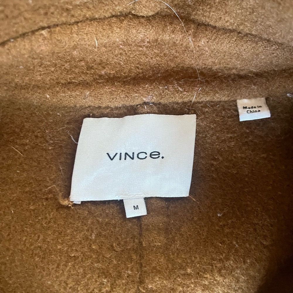 VINCE One-button Hooded Wool Coat In Brown Size M - Picture 12 of 15